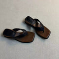 Leather Platform Thong Sandals