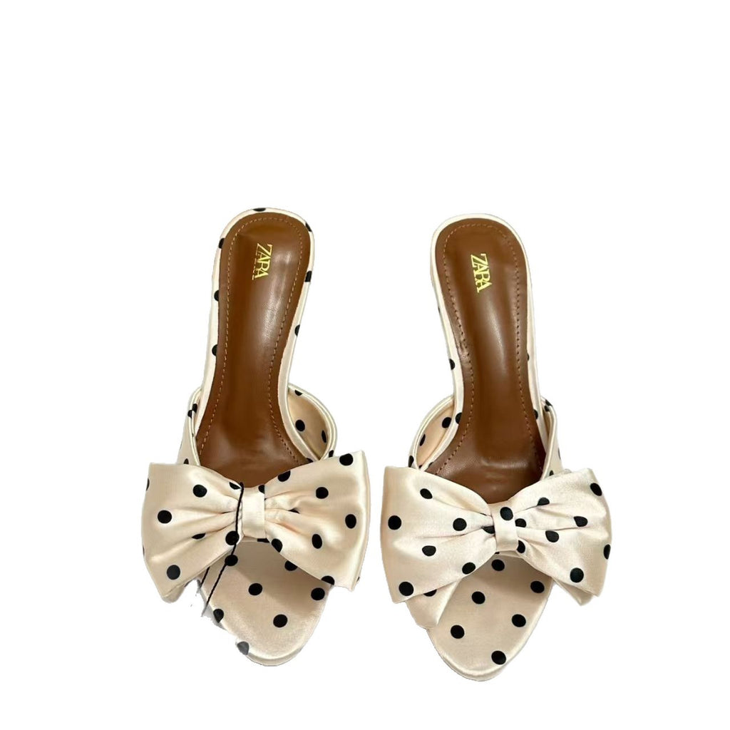 Polka Dot Bow Heel Slides