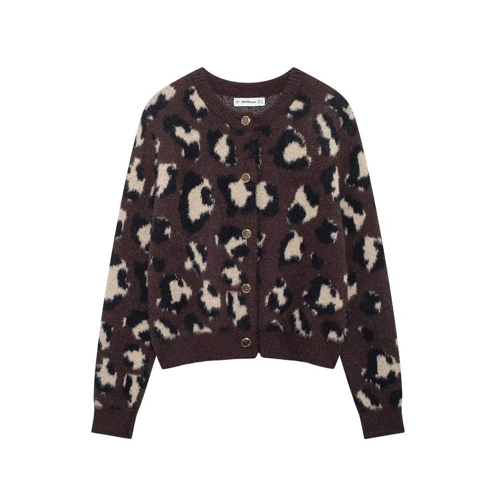 Women's Leopard Print Knit Jacket