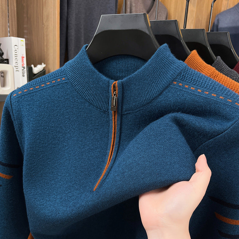 Zip-Neck Knit Pullover
