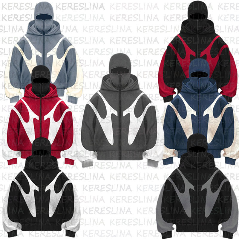 Abstract Zip-Up Hoodie