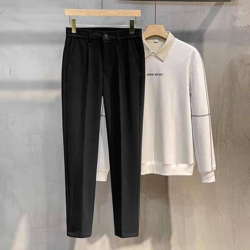Premium Woolen Straight-Leg Business Casual Trousers