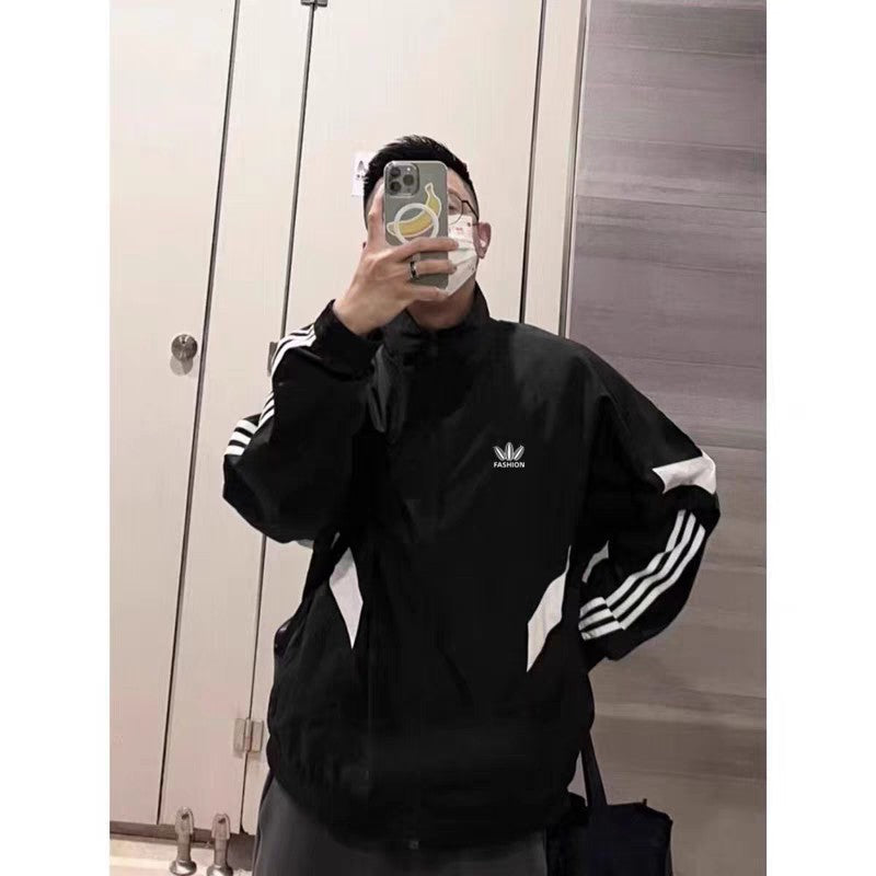 Retro Paneled Stand-Collar Windbreaker