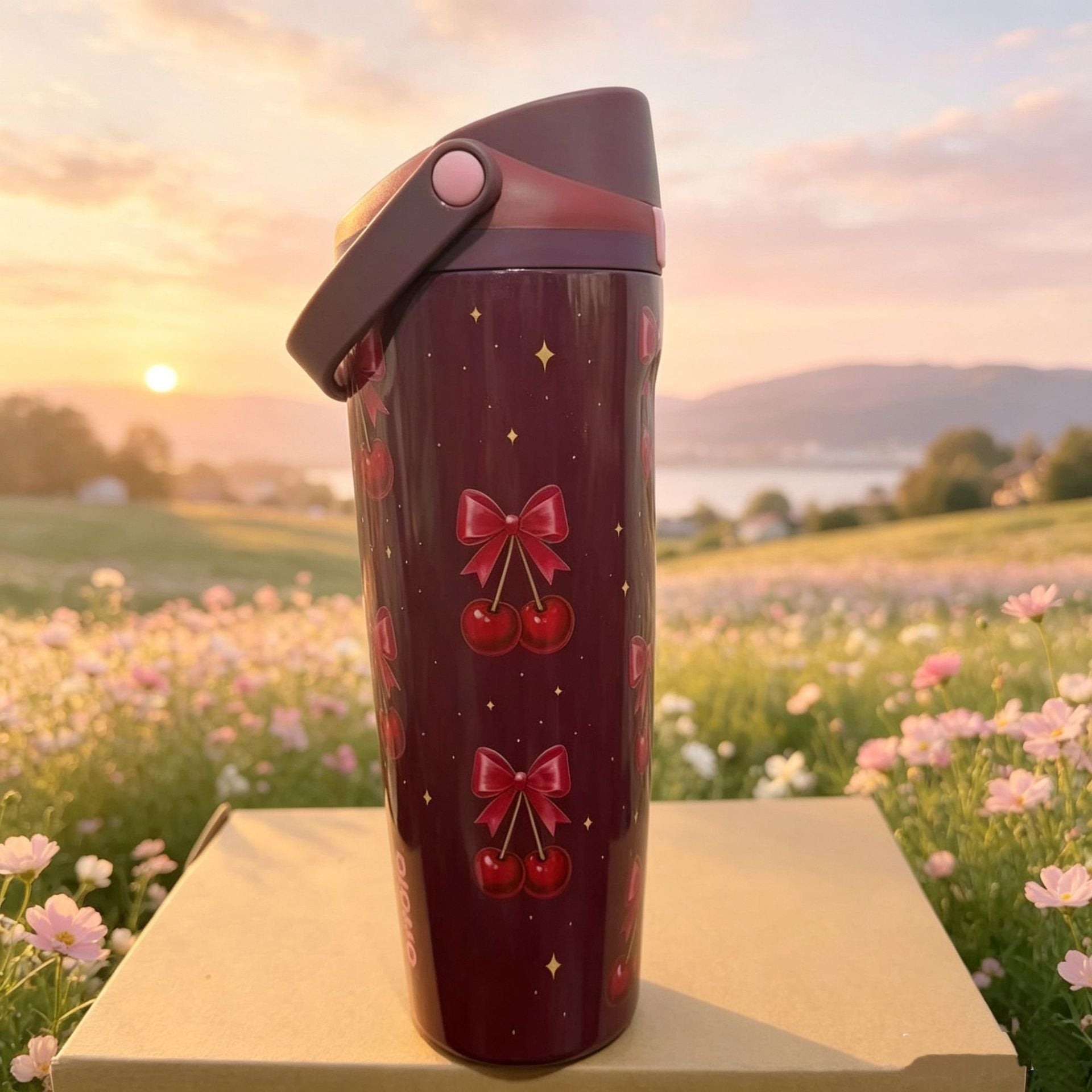 30oz Printed Insulated Water Bottle with Straw