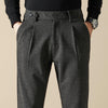 Dark gray [woolen trousers]
