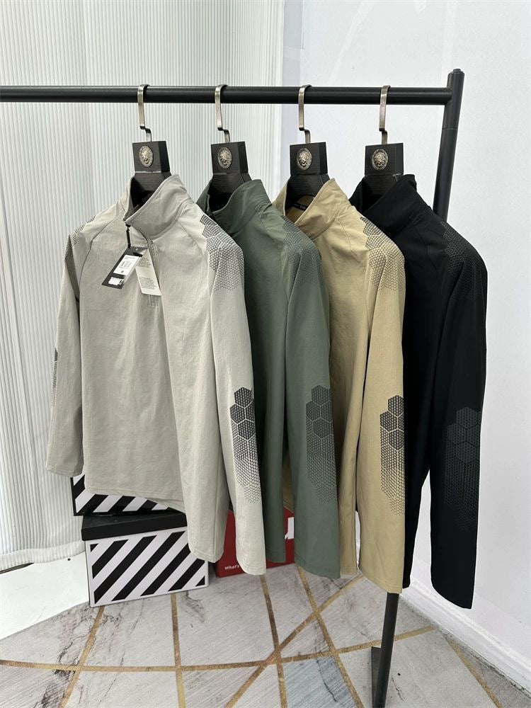 Hex-Pattern Performance Half-Zip Pullover