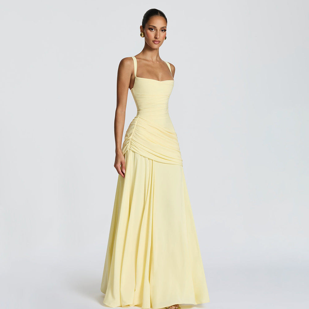Aurora Ruched Backless Maxi Dress