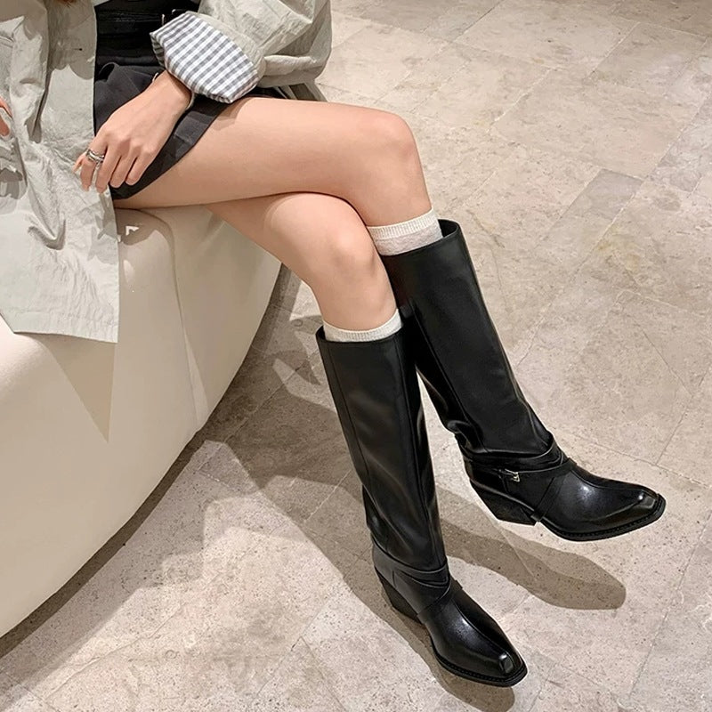 Lace-Up Block-Heel Boots