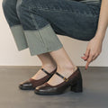 Leather Block-Heel Mary Janes