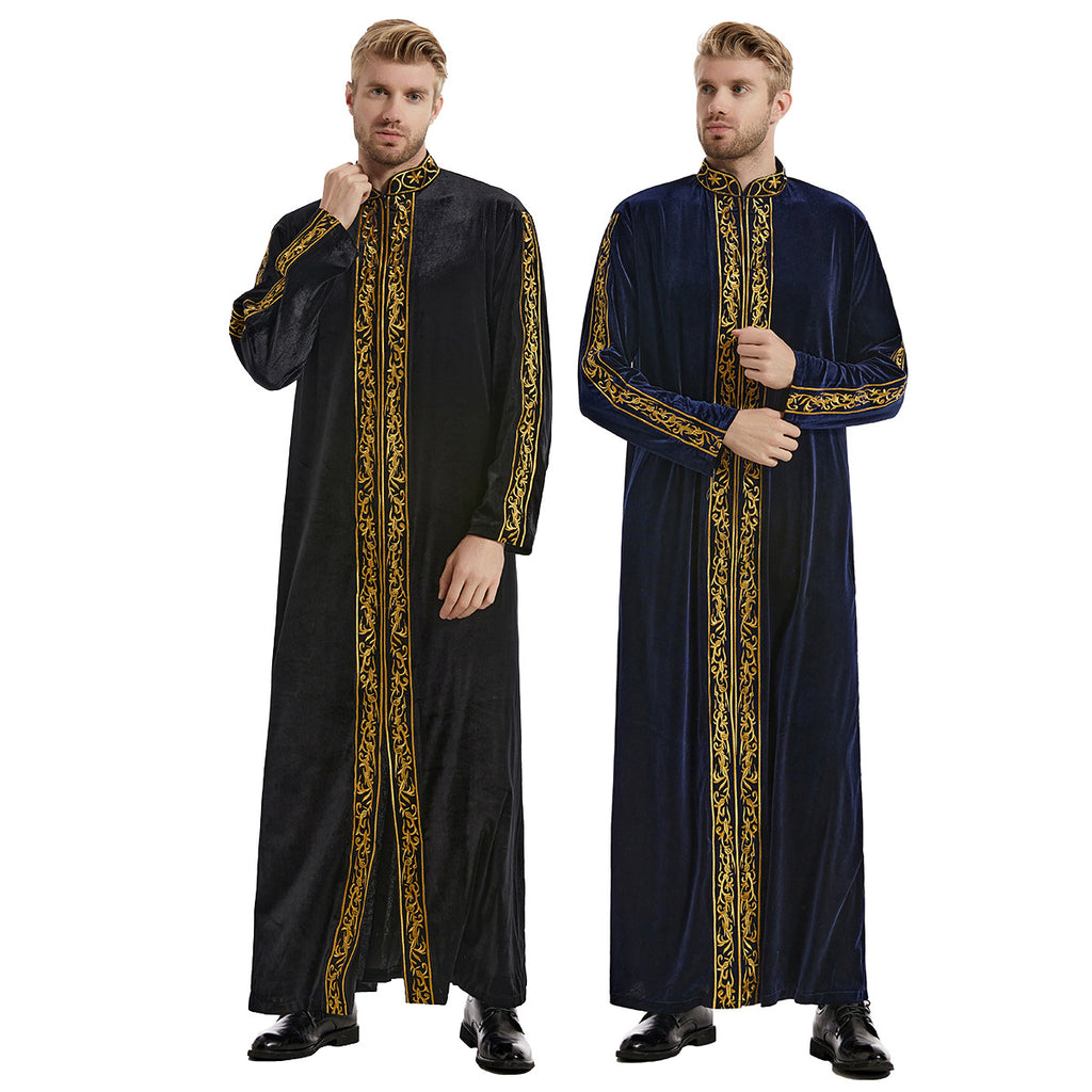 Gold-Embroidered Velvet Kaftan