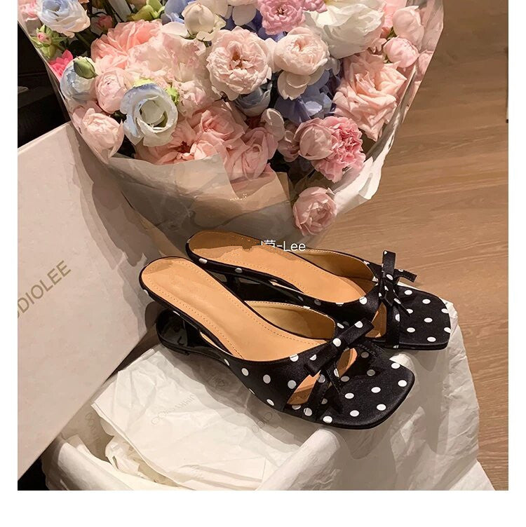 Polka-Dot Bow Heels