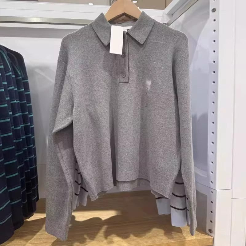 Striped Knit Polo Sweater