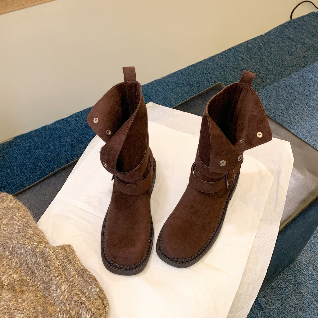 Buckle Chunky Heel Ankle Boots