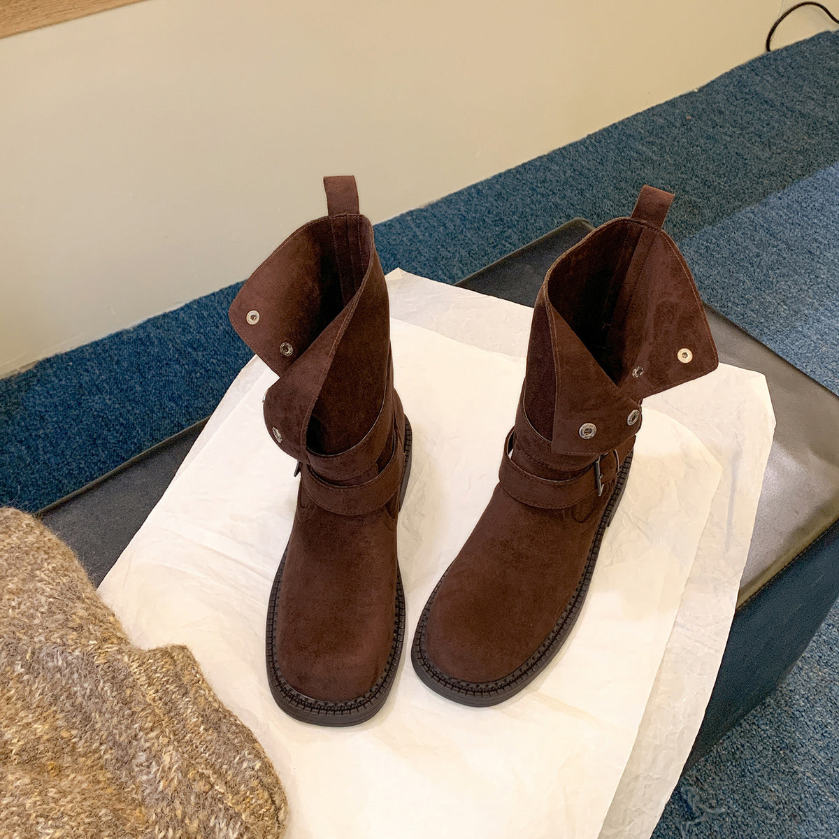 Buckle Chunky Heel Ankle Boots