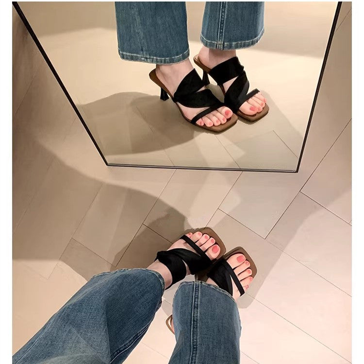 Leather Stiletto Slides