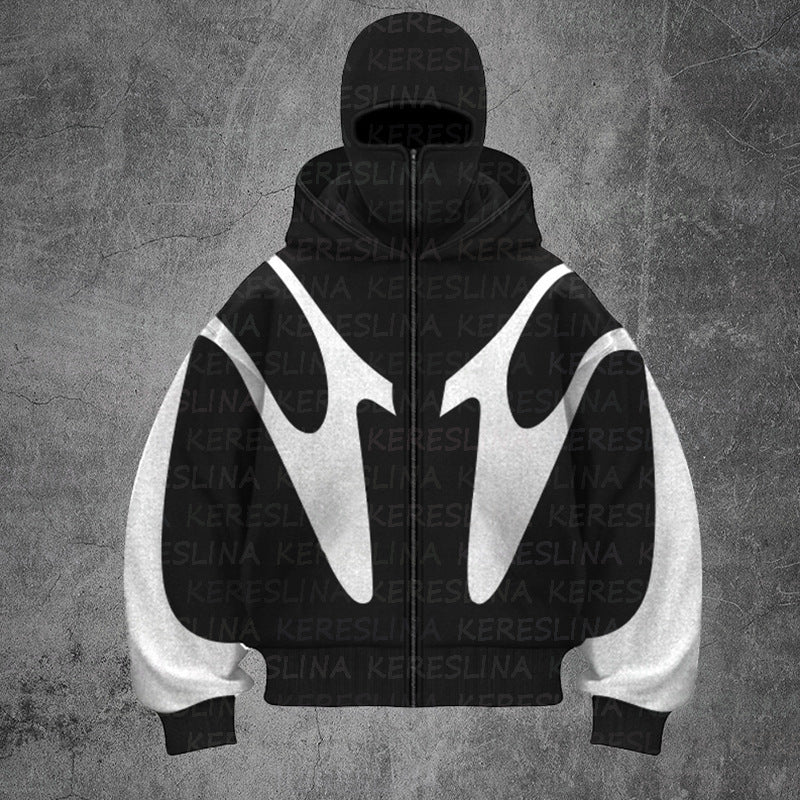 Abstract Zip-Up Hoodie