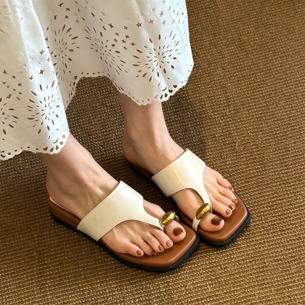 Metal-Buckle Platform Slides