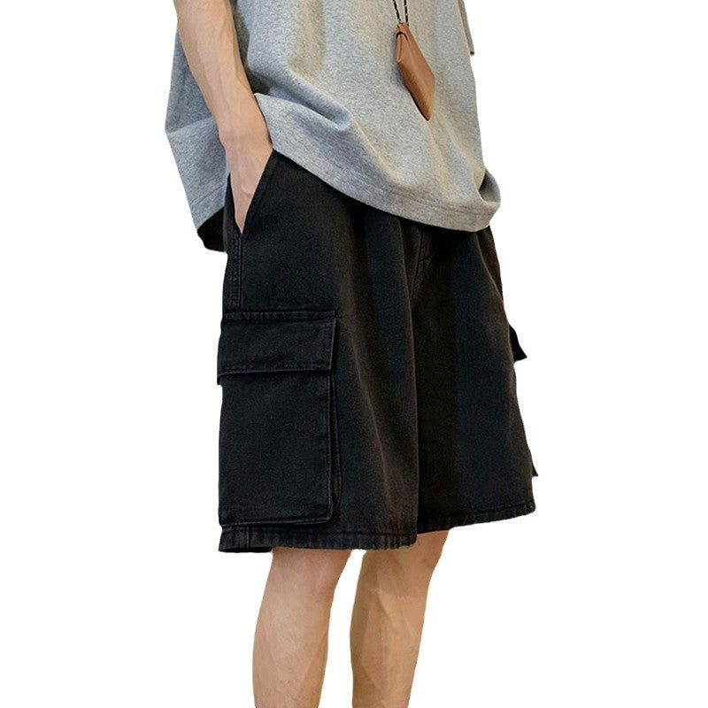 Wide-Leg Denim Shorts