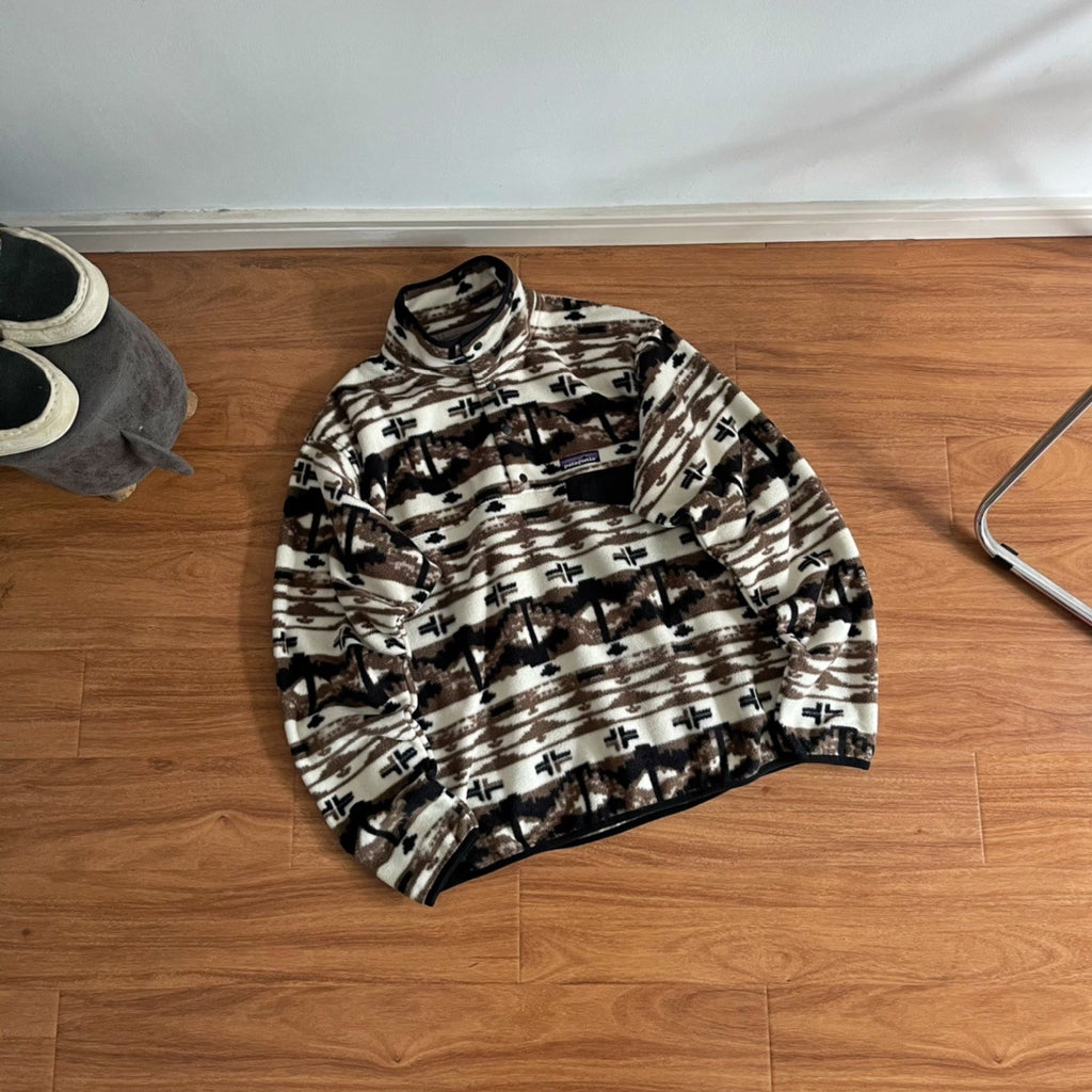 Geometric Pattern Fleece Pullover