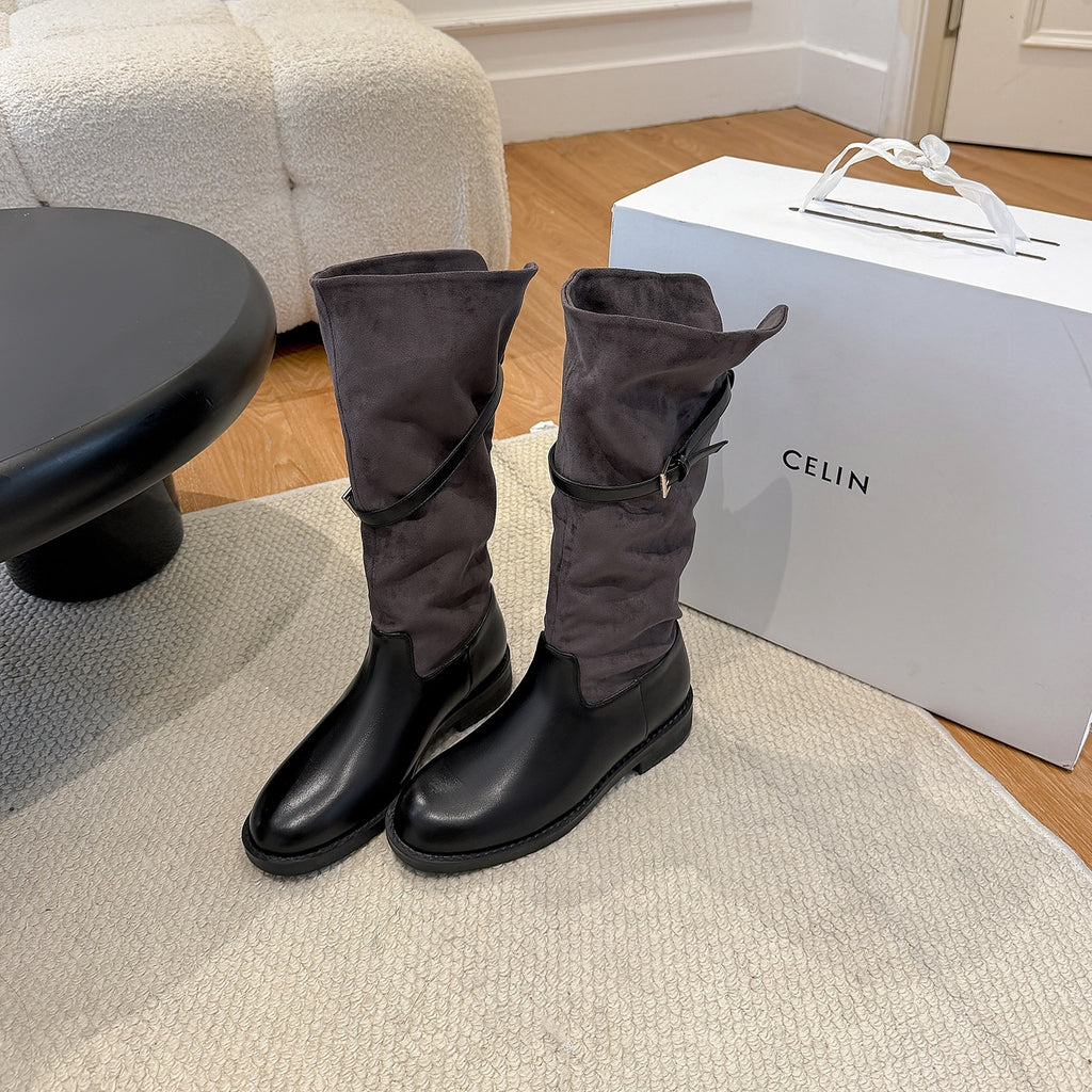 Slouch Buckle Riding Boots