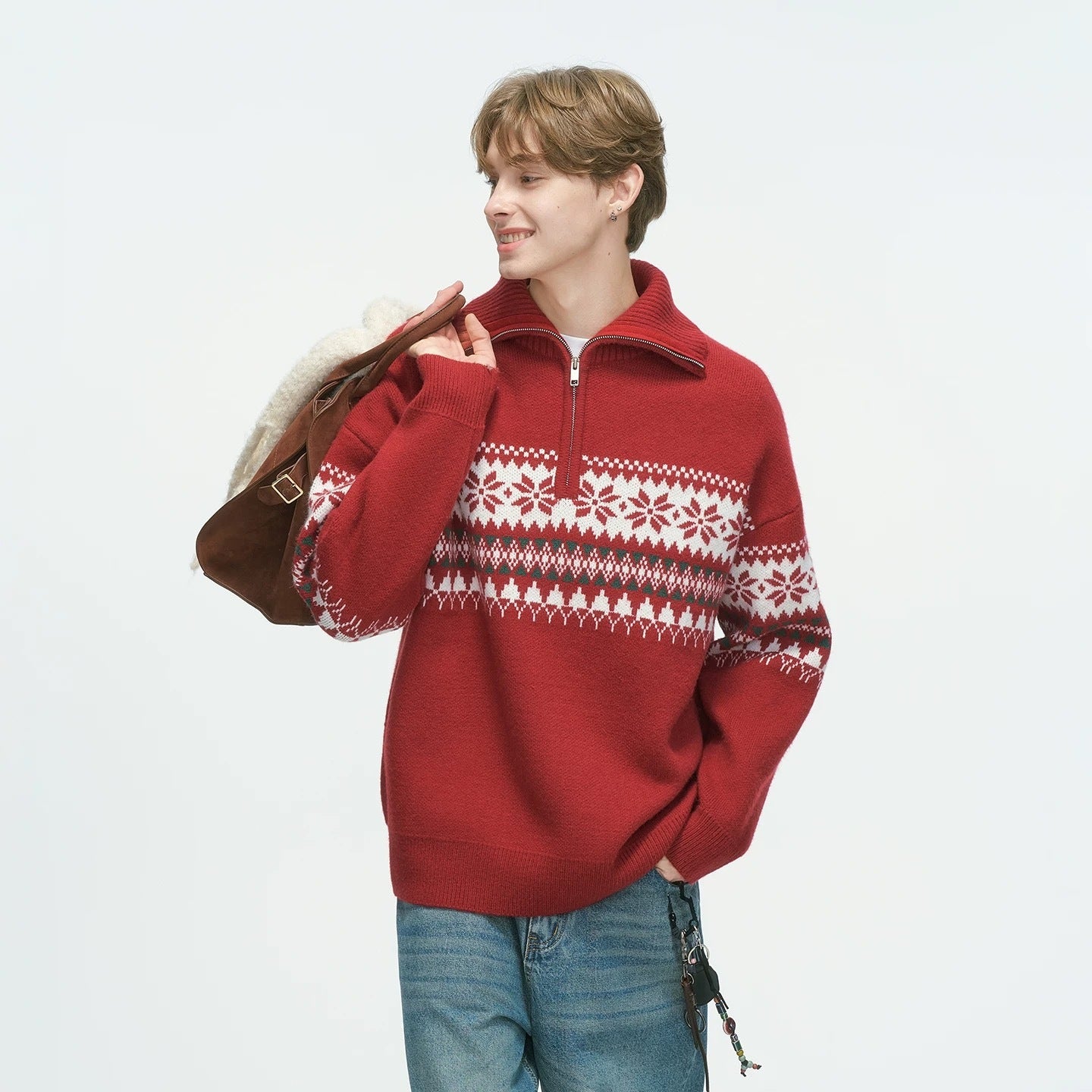 Festive Snowflake Quarter-Zip Jumper