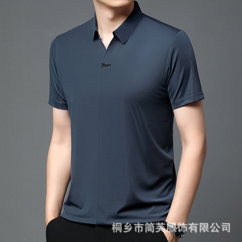 Men's Lapels Seamless Scissor Collar Loose Stretch POLO