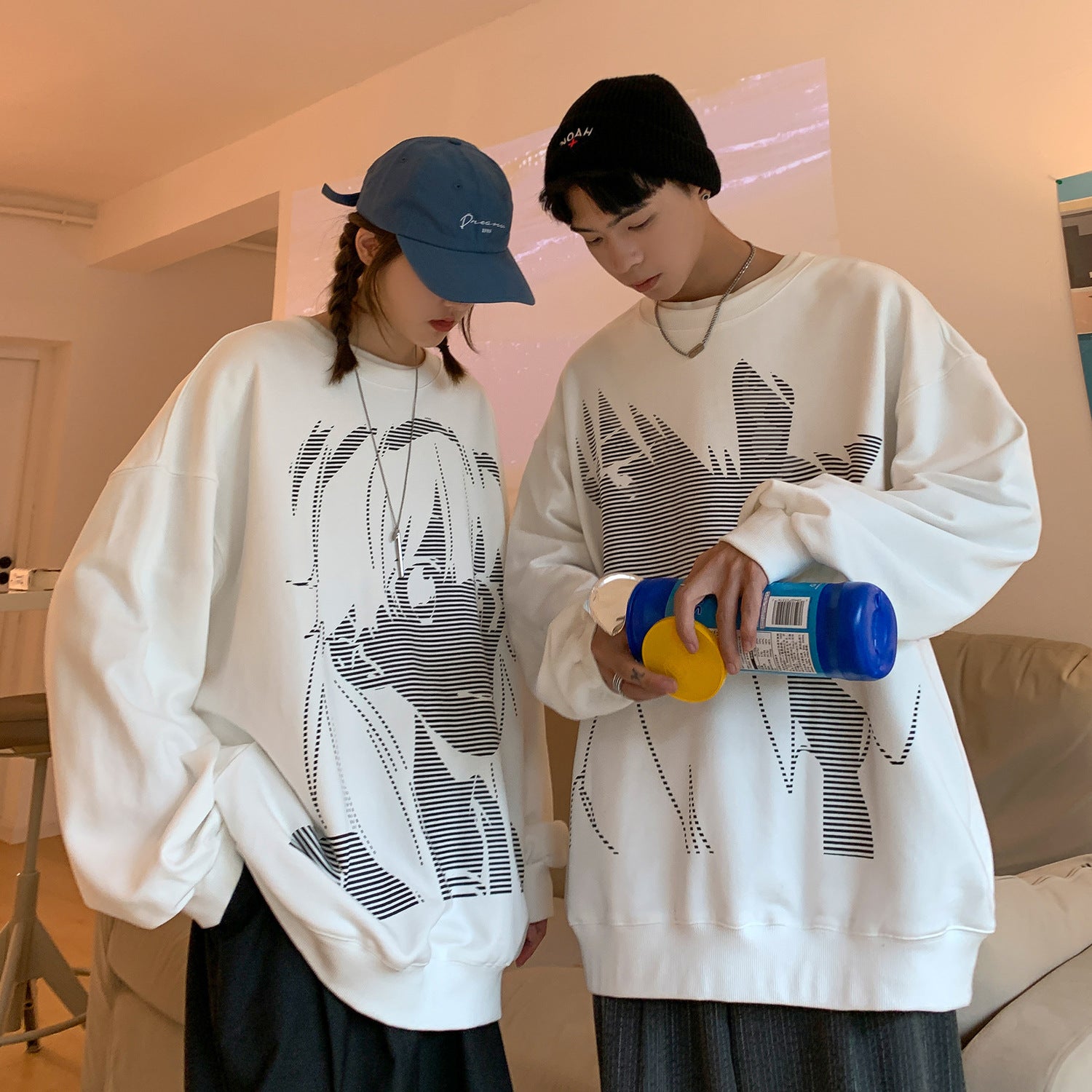 Street Edge Oversized Couple's Sweater