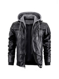 PU Leather Hooded Jacket