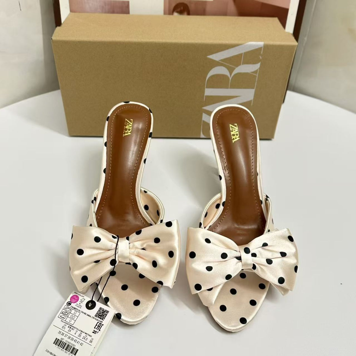 Polka Dot Bow Heel Slides