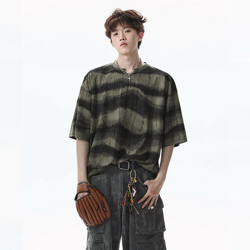 Striped V-neck T-shirt