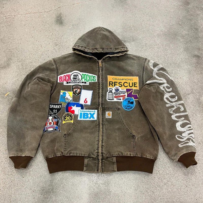 Men’s Hooded Utility Print Jacket