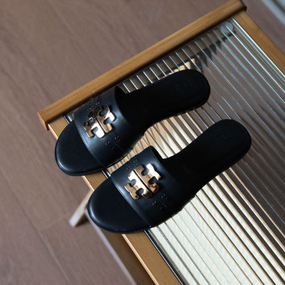 Metal-Buckle Flip-Flops