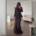 Sophisticated Peplum Blazer and Maxi Skirt Set