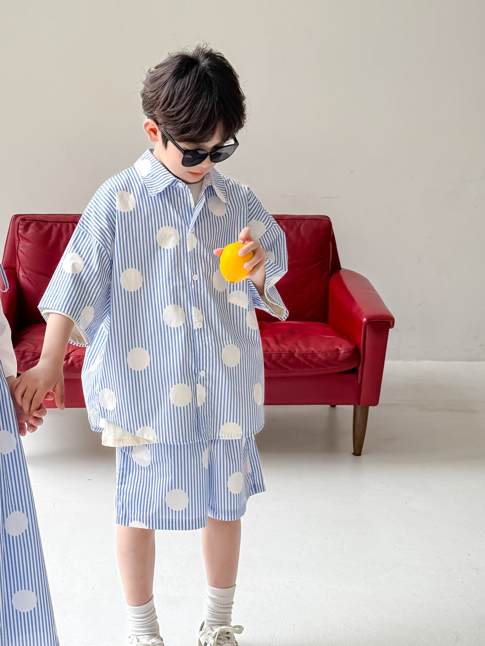Kids' Polka-Dot Shirt and Shorts Outfit