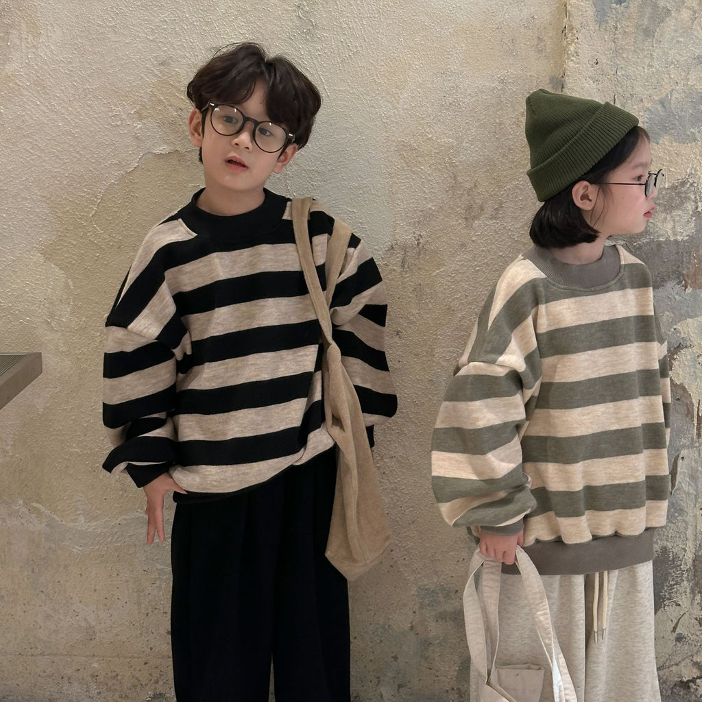Kids' Striped Fleece-Lined Sweatshirt
