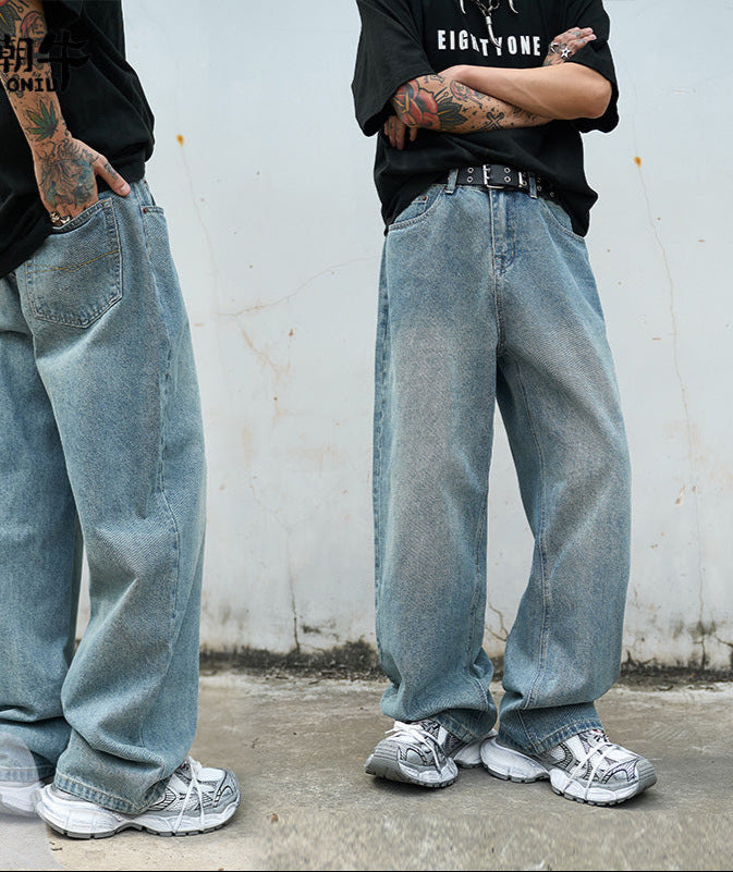 Loose Fit Washed Jeans