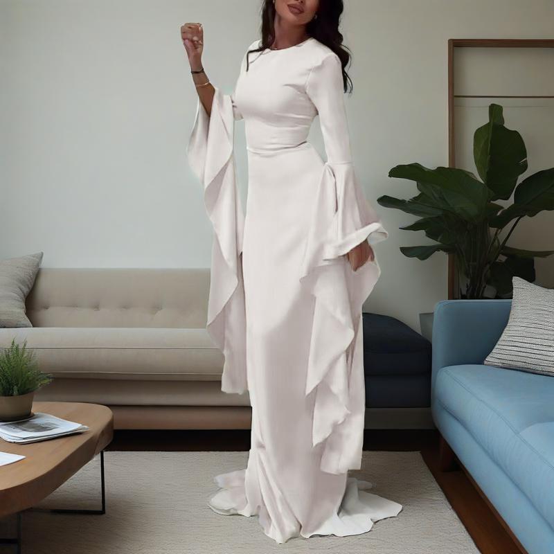 Elegant Bell Sleeve Evening Gown