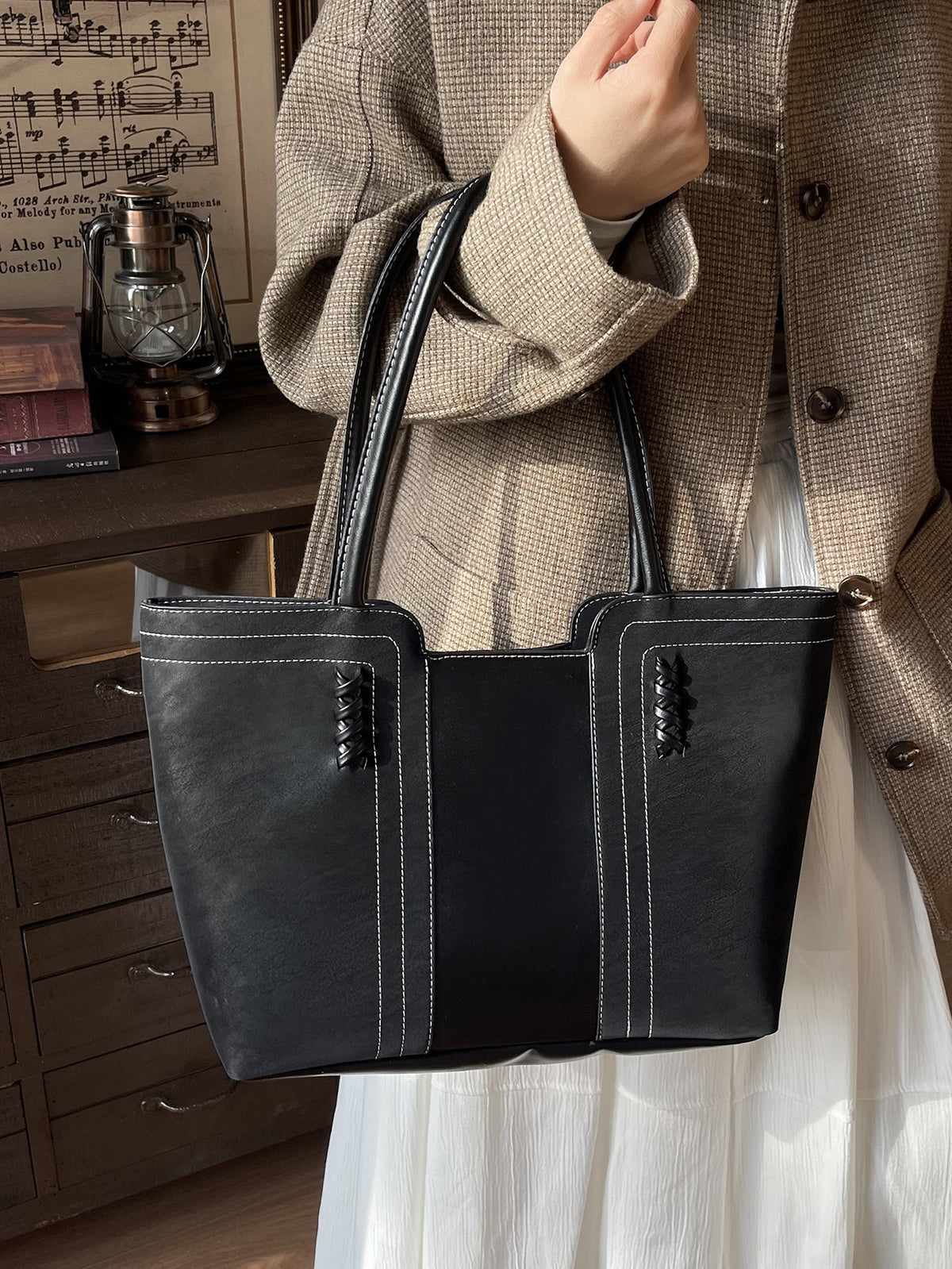 Suede-Look Shoulder Bag