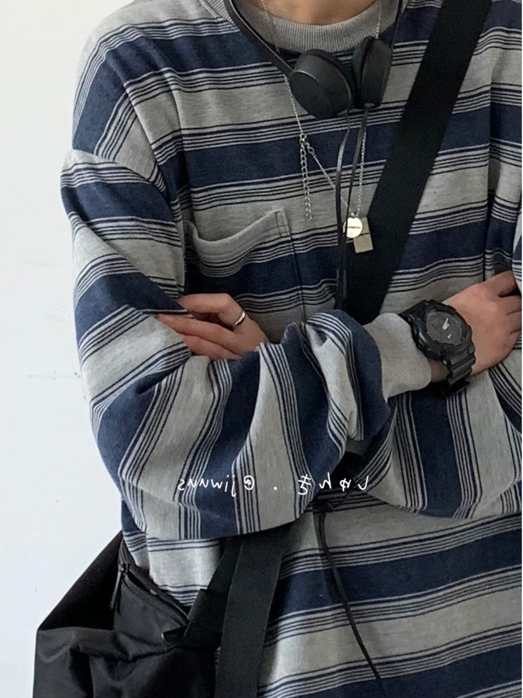 Oversized Nautical Stripe Sweatshirt