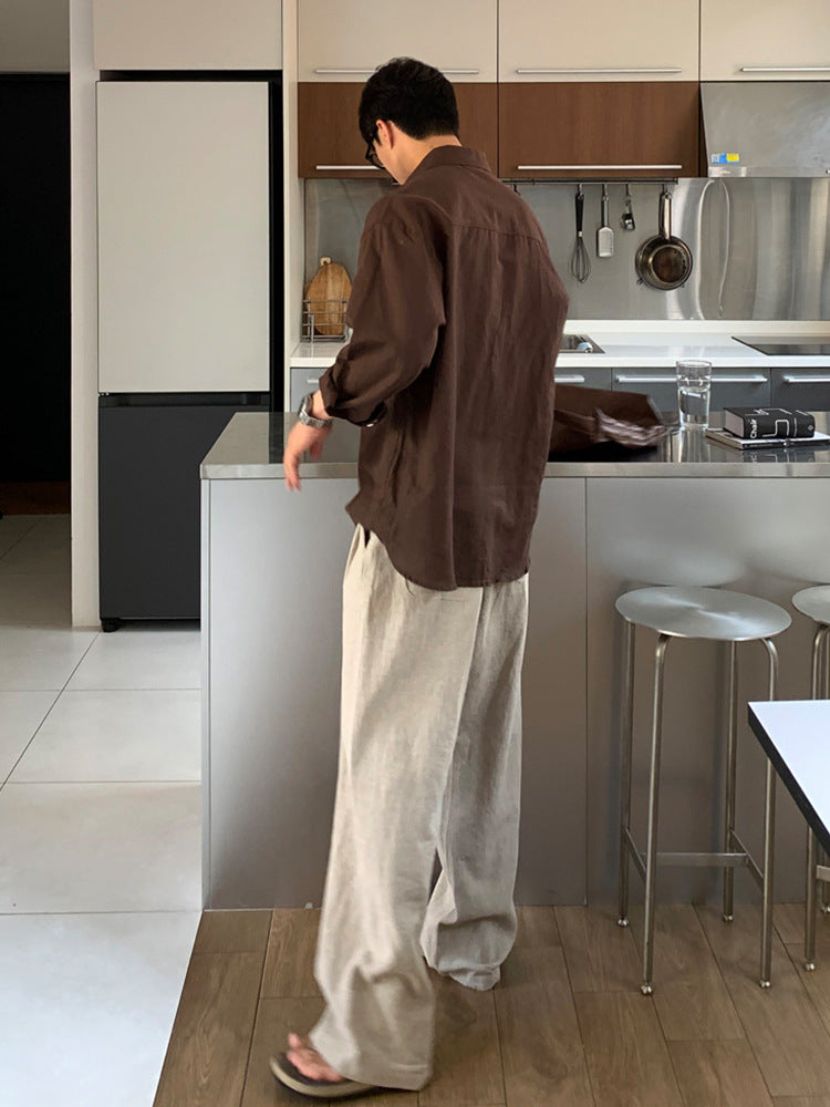 Linen Wide-Leg Trousers