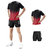 Gradient red short sleeves + black shorts [two-piece set]