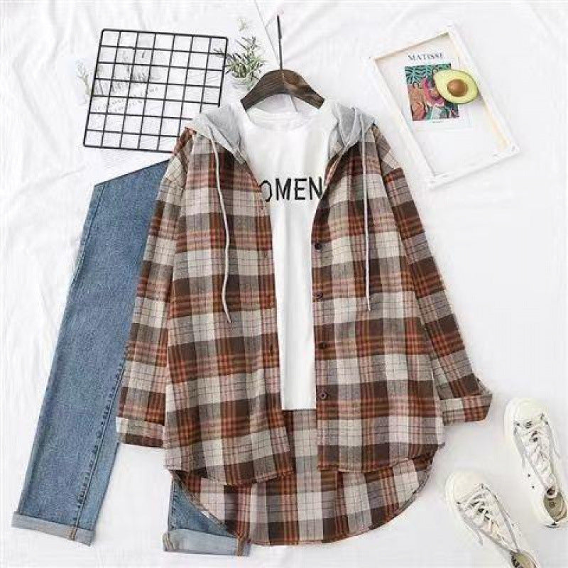 Plaid Flannel Hoodie Shirt