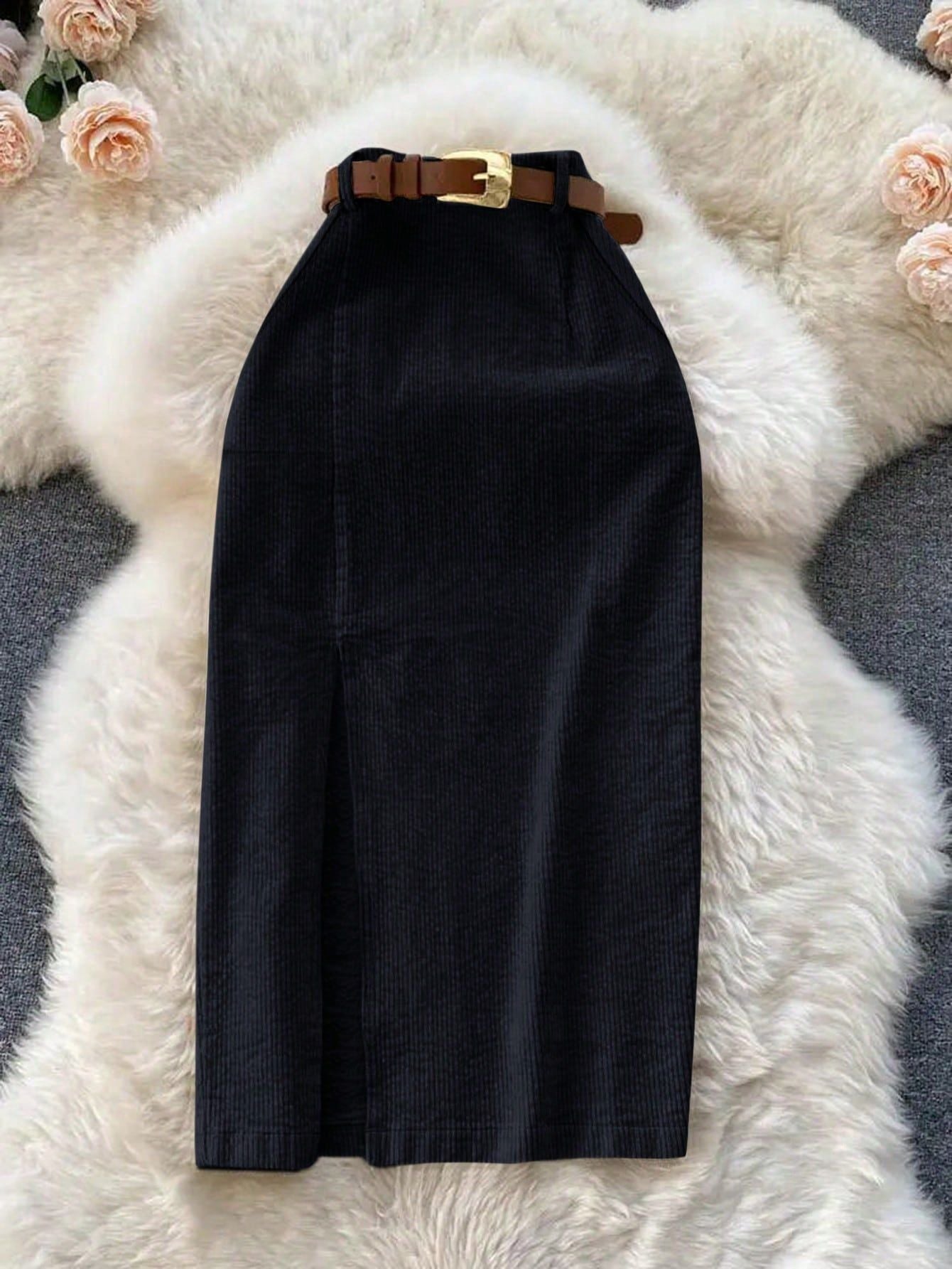 Front Slit Midi Skirt