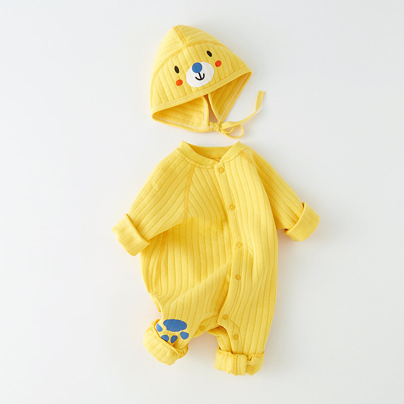 Hooded Cotton-Padded Baby Jumpsuit