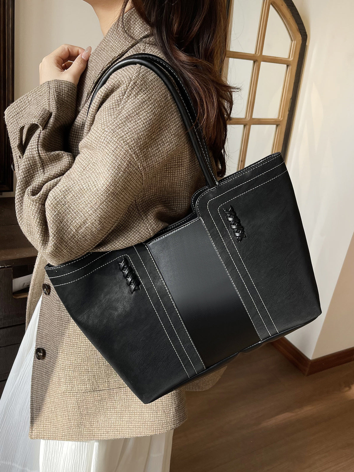 Suede-Look Shoulder Bag