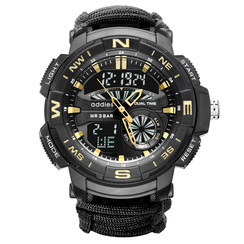 Eddison Men's Multifunctional Compass Watch Outdoor Mountaineering Whistle Flintstone Waterproof Electronic Men's Watch Wholesale