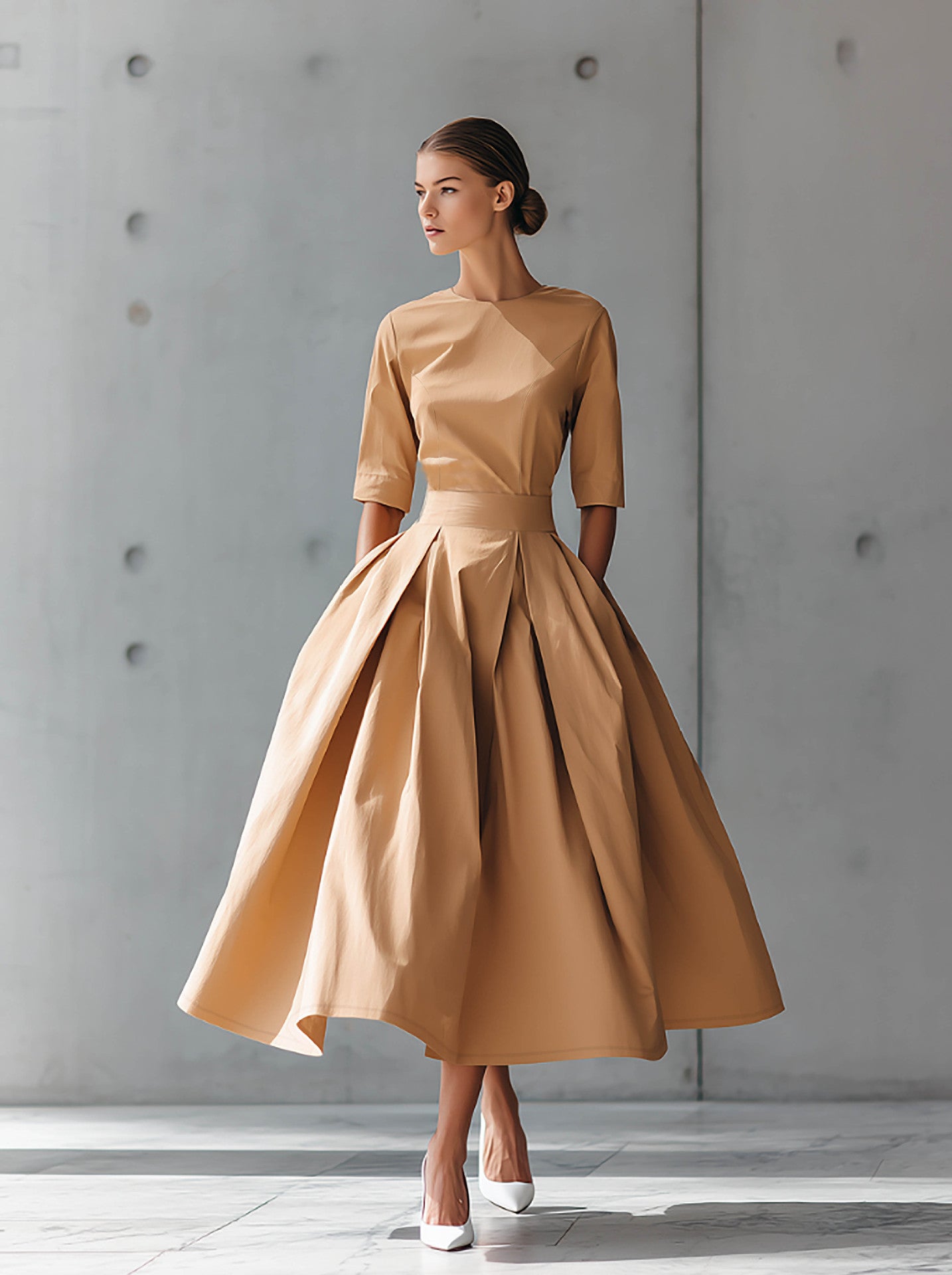 Elegant Pleated Midi Dress
