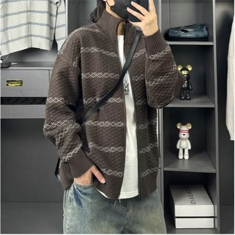 Stylish Knitted Zipper Cardigan