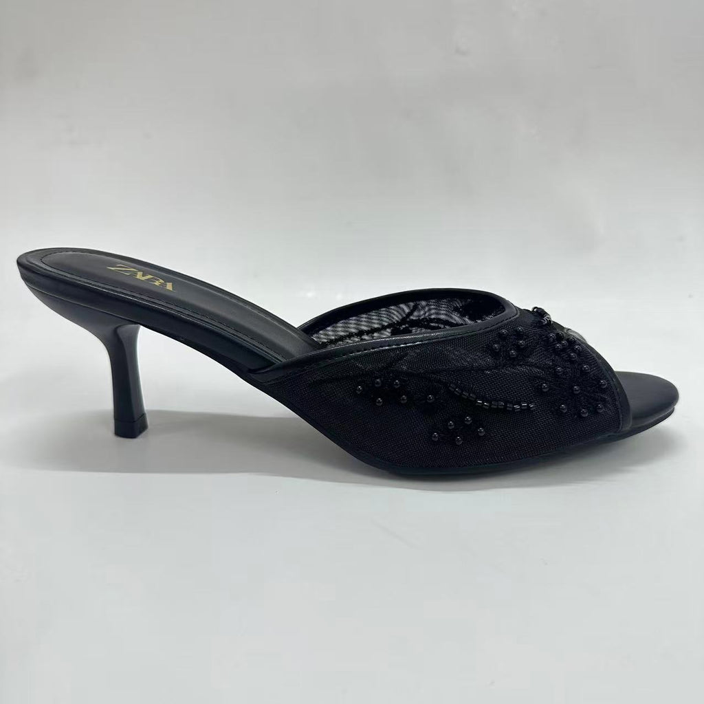 Beaded Peep-Toe Kitten Heels – color detail