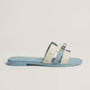 Silver buckle off-white palm print all-inclusive light blue